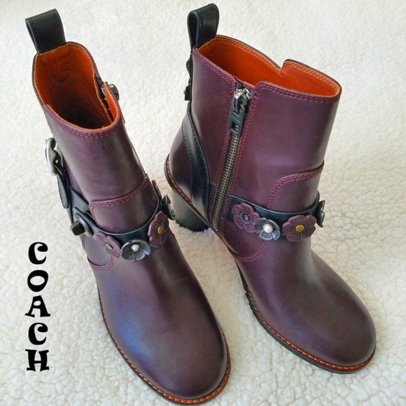 NWT Coach Moto Heeled Ankle Boots - Picture 1 of 6